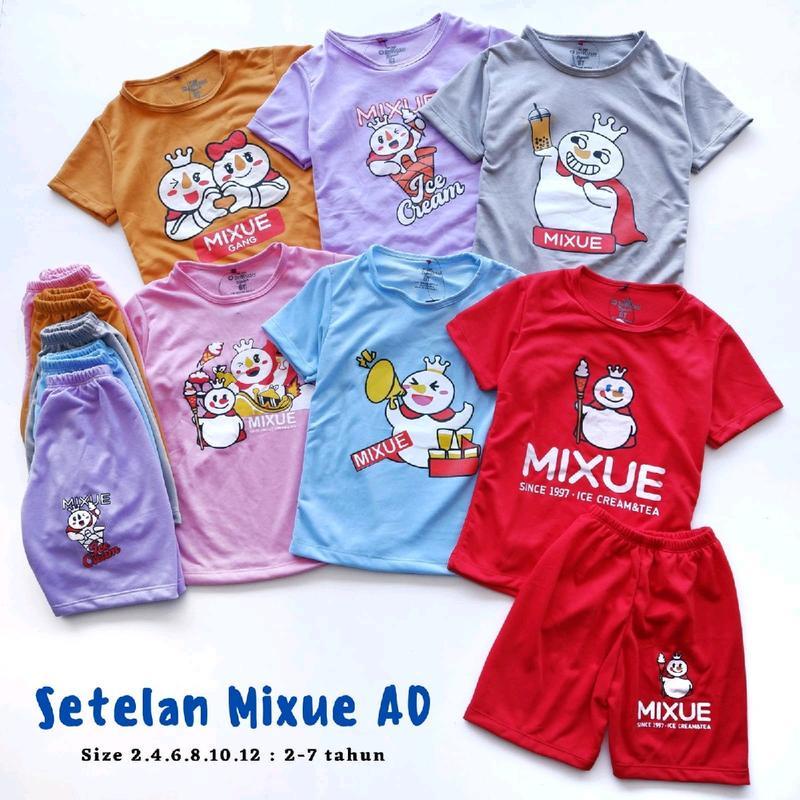 PAKET HEMAT Setelan Baju Anak Mixue Pendek 2-8 Tahun