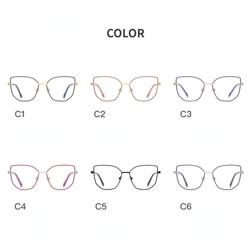 (YUZHU) Kacamata Optik Fashion Bingkai Logam CP Insert Two Tone Anti Blue Light Eyeglasses