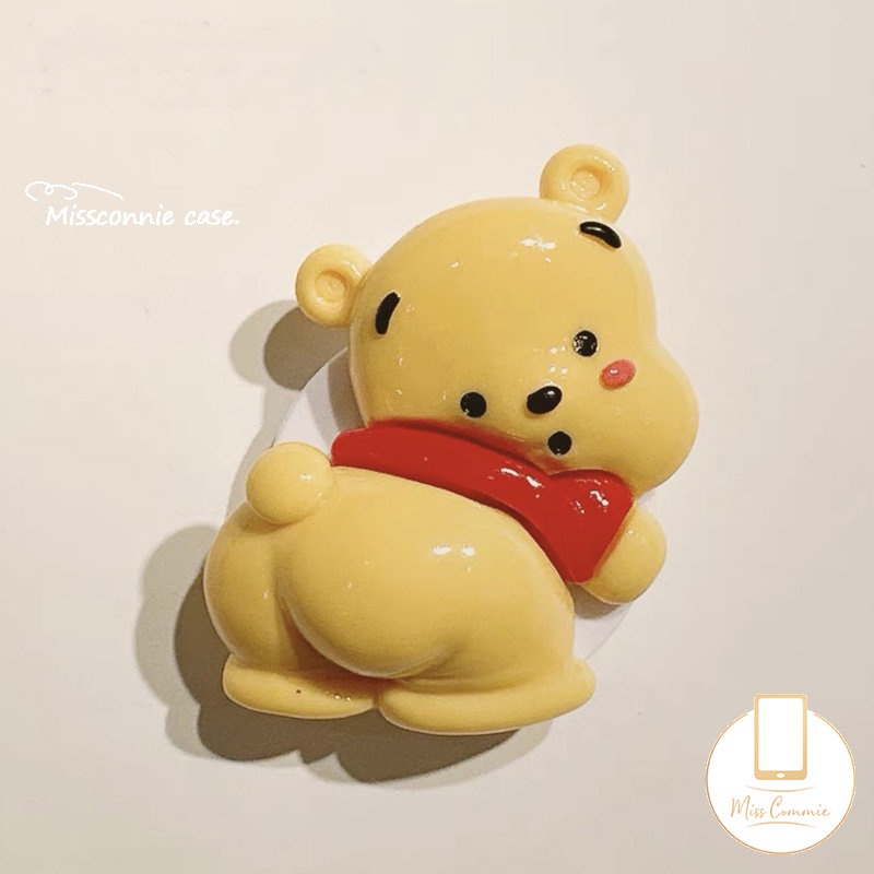 3d DIY Cute Strawberry Bear Manyo Winnie The Pooh Phone Grip Glossy Braket Lipat Kartun Melody Kuromi Lovely Cat Cute Puppy Universal Scalable Phone Stand Holder