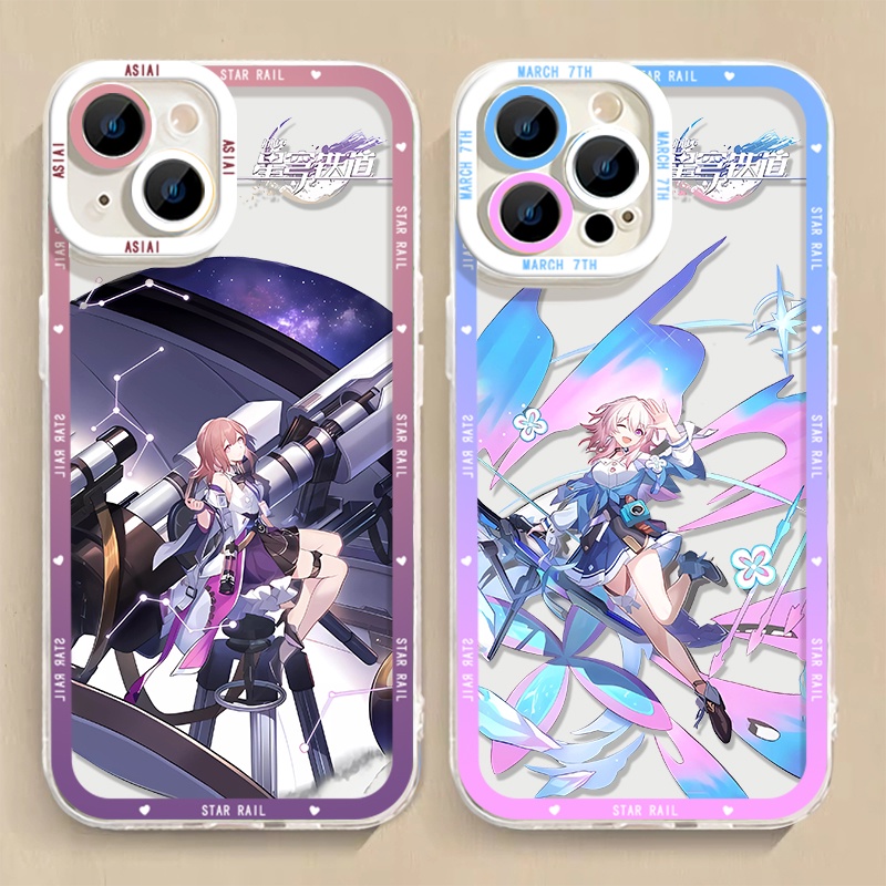 IPHONE Honkai Star Rail Himeko Phone Case Kompatibel Untuk Iphone14 11 13 12 Pro Max XS XR X8 7 6S Plus Mini Lembut Asta Maret 7th Casing Transparan TPU Silikon Shockproof Cover