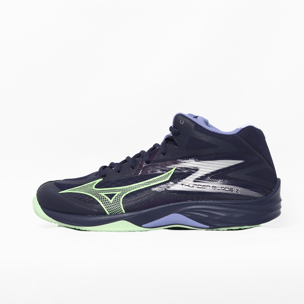Mizuno Sepatu Voli Thunder Blade Z Mid - Evening Blue/Techno Green/Iolite