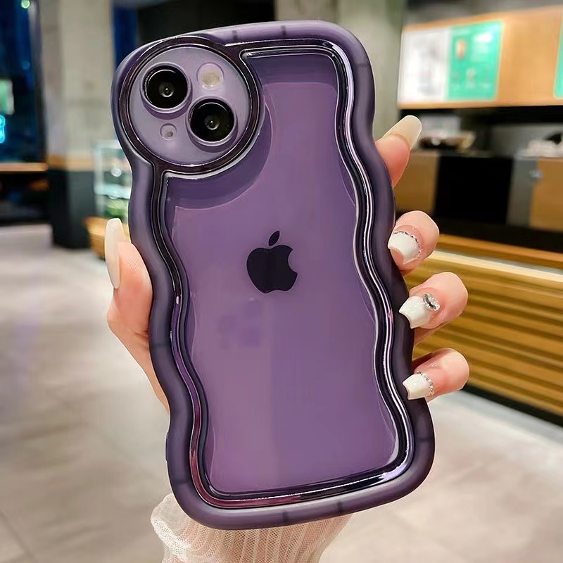 Film Gelombang Elektroplating Mewah Dengan Lensa Casing IPhone Untuk Iphone14 13 12 11 Pro Max XR XS X7 8 Plus SE2020 Shockproof Case