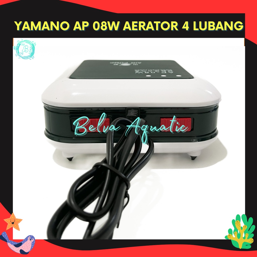 Yamano AP-08W Yamano AP 08W Aerator 4 Lubang Blower Aquarium 4 Lubang Air Pump 4 Lubang Pompa Udara