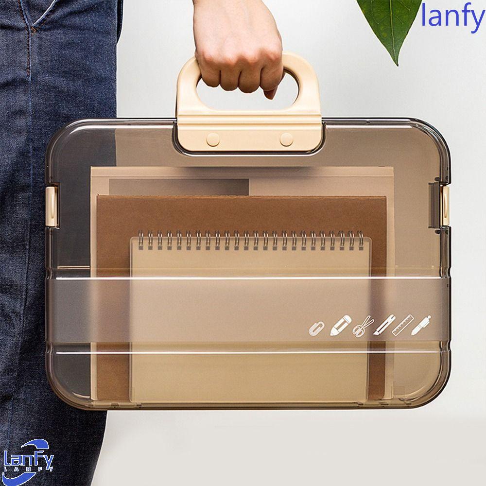 Lanfy Tempat Penyimpanan Sertifikat Portable Plastik Photocards Resi Kantor Sekolah Arsip Akad A4 File Organizer Box