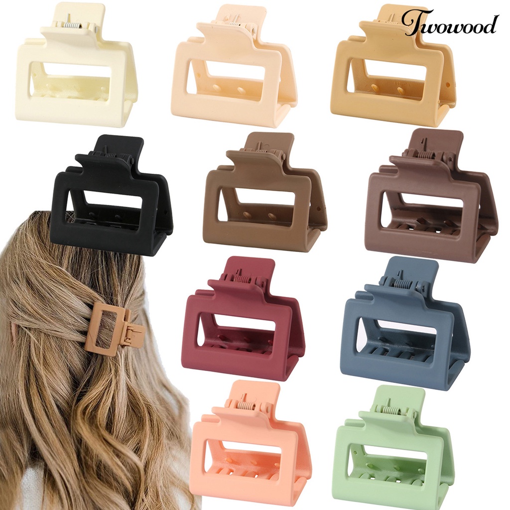 Twowood Wanita Cakar Rambut Melubangi Warna Solid Dengan Gigi Anti-slip Cakar Kuat Rambut-Memperbaiki Anti Patah Frosted Bentuk Oblong Lady Hair Grip Aksesoris Rambut