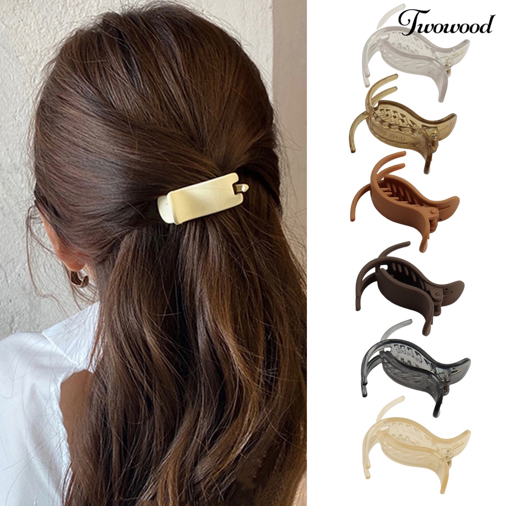 Twowood Wanita Klip Rambut Warna Solid Mudah Dioperasikan Cakar Kuat Anti-slip Silang Hiasan Rambut Hiasan Kepala Menggores Rambut Hair Gripper Aksesoris Rambut