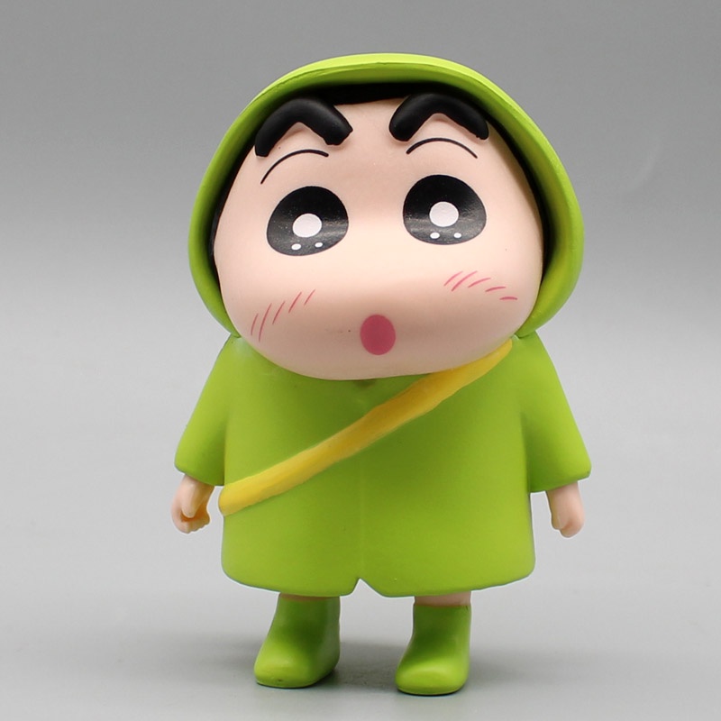 9 cm Crayon Shin-chan Anime Figure Kawaii Jas Hujan Shin-chan Patung Lima Warna PVC Action Figure Model Kolekte Mainan Boneka Ornamen