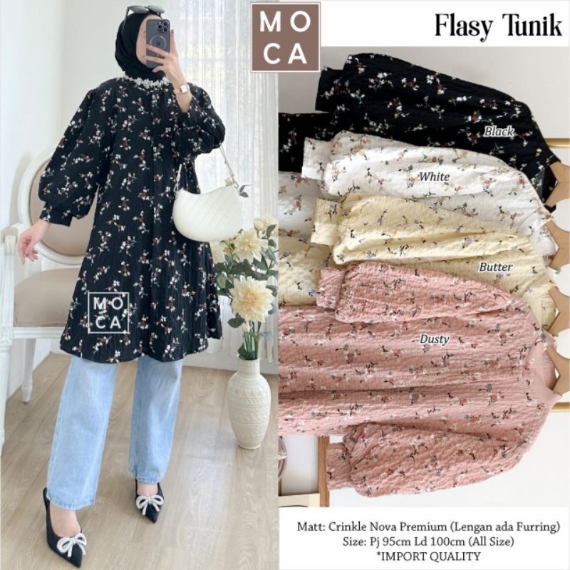 FLASY SALIO TUNIK ORI MOCA | Crinkle Motif Premium