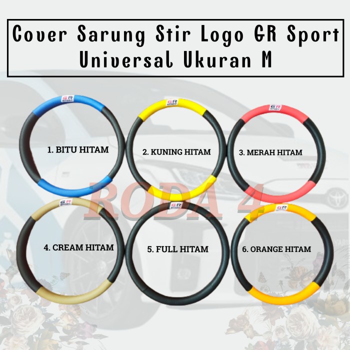 Cover Sarung Stir Universal Logo GR Sport Mobil Avanza Fortuner Innova Zenix Corolla Cross Agya Yaris Rush Veloz Raize Alphard Vios Camrry Kijang Innova Voxy Calya Sienta