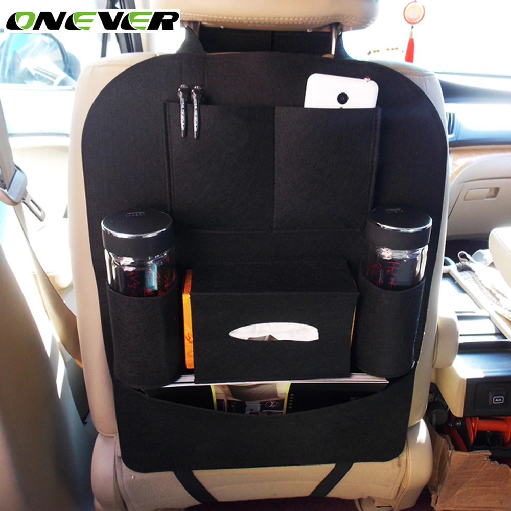 305 ONEVER Car Seat Back Hanging Organizer Storage Bag Universal Leather