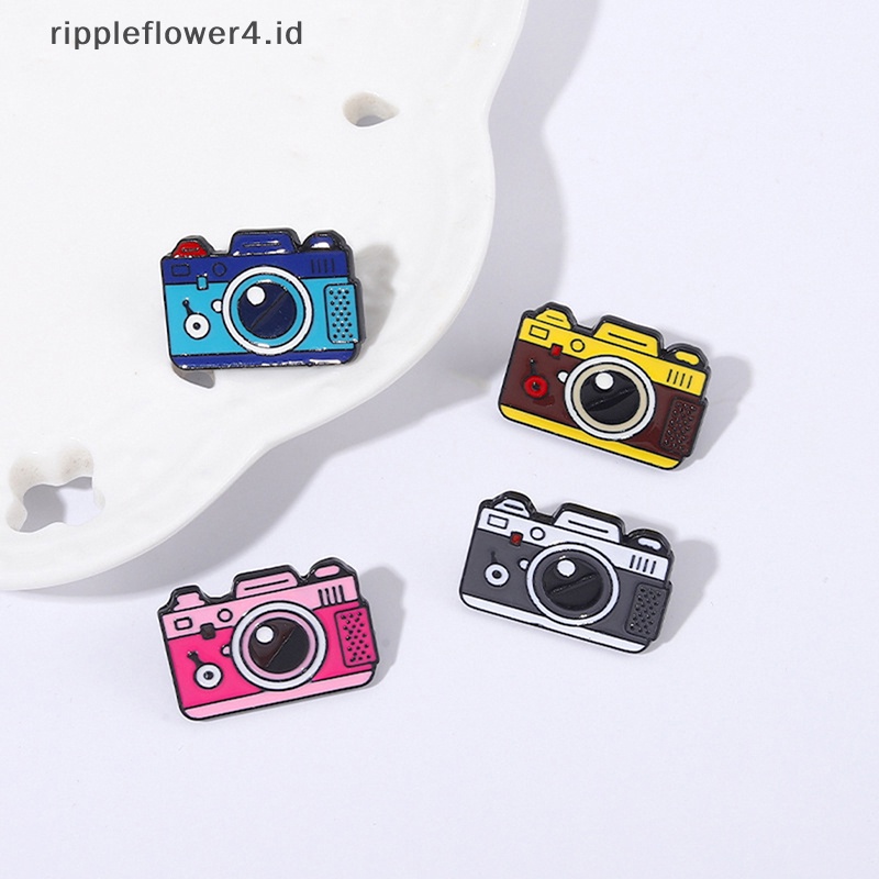 {rippleflower4.id} 4gaya Kamera Enamel Pin Bros Custom Kerah Lencana Kartun Perjalanan Luar Ruangan Perhiasan Hadiah Untuk Teman Anak-Anak~