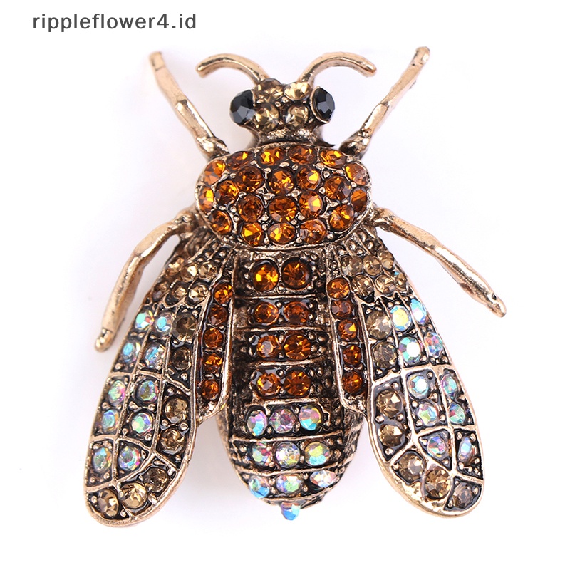 {rippleflower4.id} 1pc Indah 3D Bumble Bee Bros Wanita Anak Gadis Fashion Berlian Imitasi Bros~