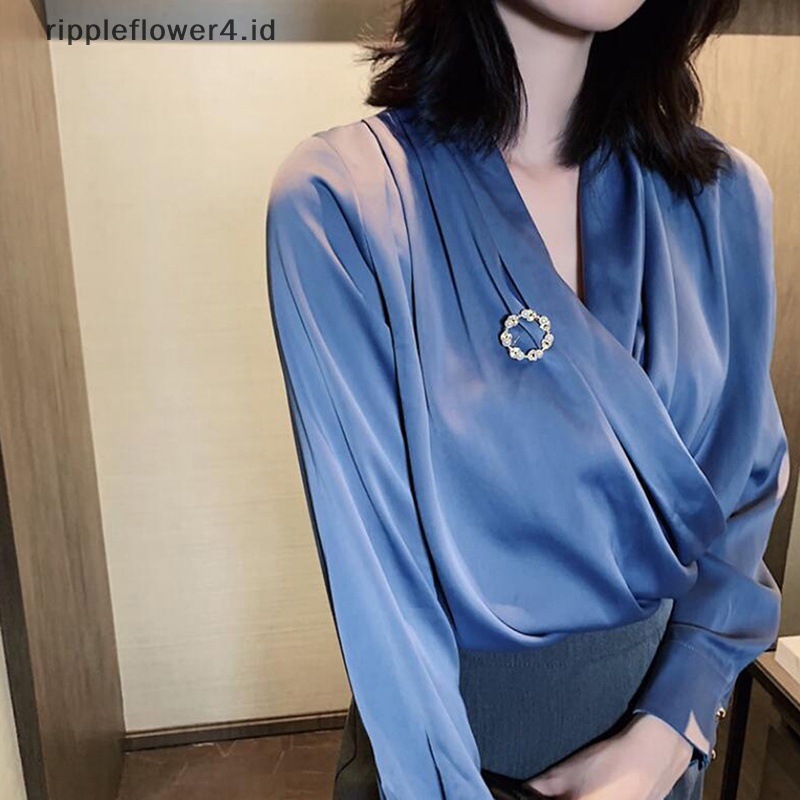 {rippleflower4.id} Mutiara Daun Bros Geometris Cincin Bros Kepribadian Perhiasan Jas Jaket Pin Tas Gaun Kerah Pin Aksesoris Pakaian~