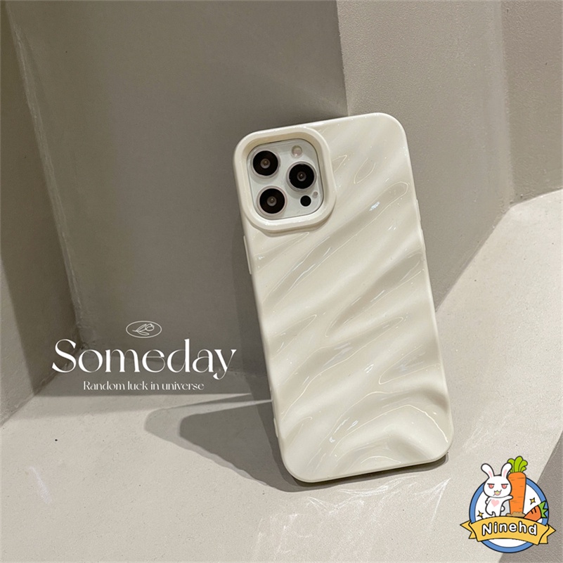 Casing iPhone Motif Riak Lipit Warna Solid Putih Susu Mewah Kompatibel Untuk Iphone14 13 12 11 Pro Max X Xr Xs Max8 7 6 6s Plus Se2020 Shockproof Soft Case Cover Pelindung