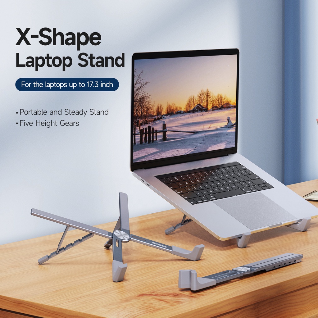 Aluminium Alloy Foldable X-Shape Steady Stand Portable Holder Untuk Laptop Adjustable Stand up to 17.3 ''Dukungan Kuat