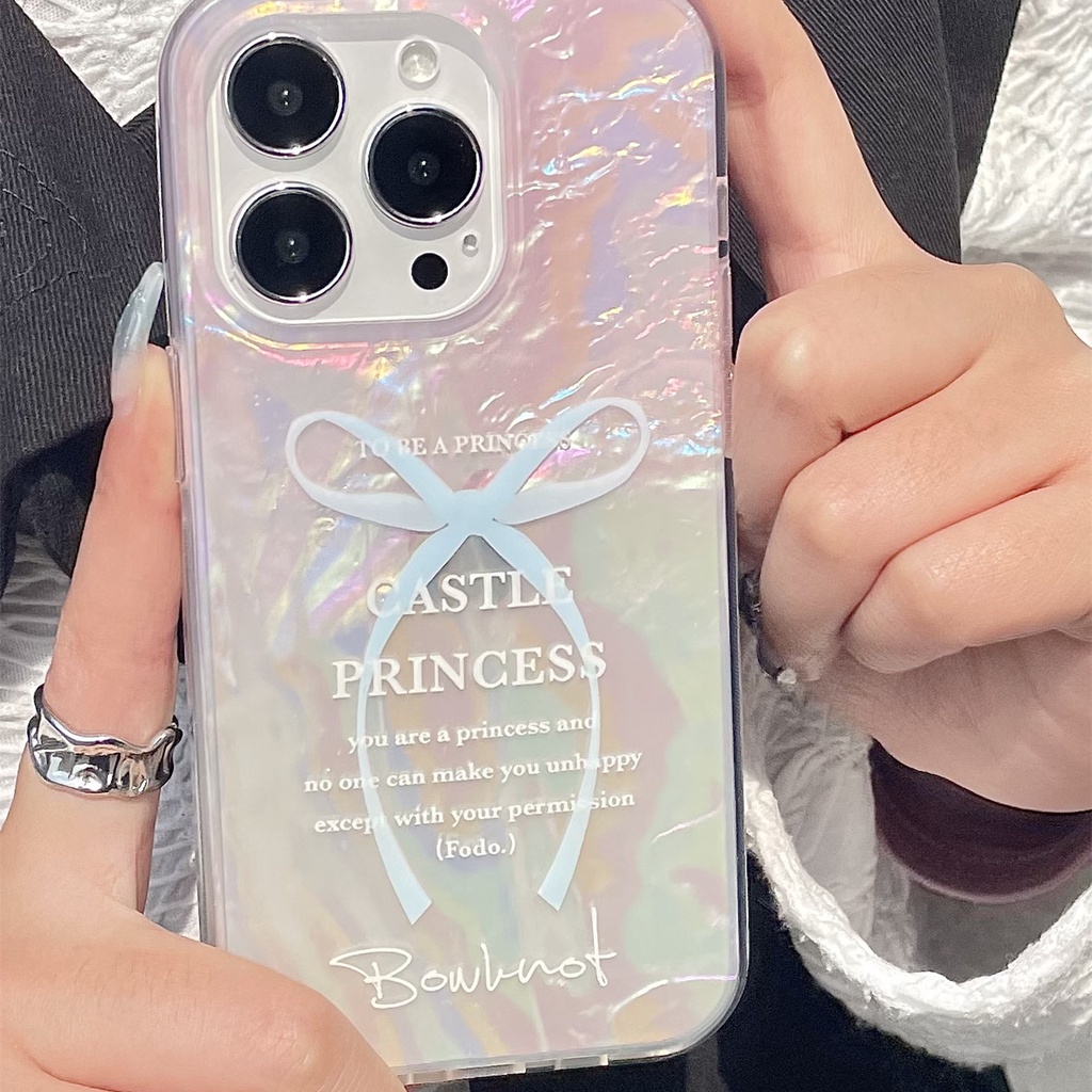 Ins Gaya Cocok Untuk iPhone 14 Pro Max iPhone Phone Case Double-layer Dicetak Pola Busur Kompatibel Dengan Iphone13 13pro 13prm iPhone 11 11pro 14plus 12Pro Max Shockproof TPU Phone Case