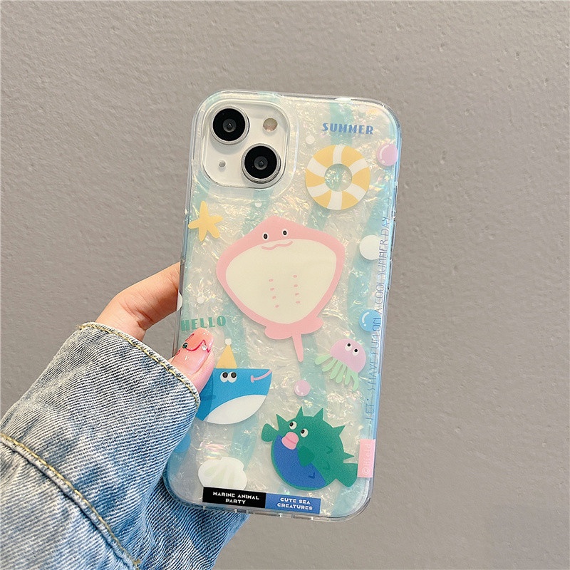 Ins Gaya Cocok Untuk iPhone 14 Pro Max Casing Ponsel iPhone Double-layer Pola Dicetak Kompatibel Dengan Iphone13 13pro 13prm iPhone 11 11pro 14plus 12Pro Max Casing Ponsel TPU Tahan Guncangan