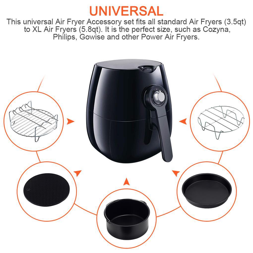 Terlaris Air Fryer Aksesoris Cocok Semua Airfryer 3qt - 5 8QT Baking Basket Pizza Plate Grill Pot Alat Masak Dapur Untuk Pesta