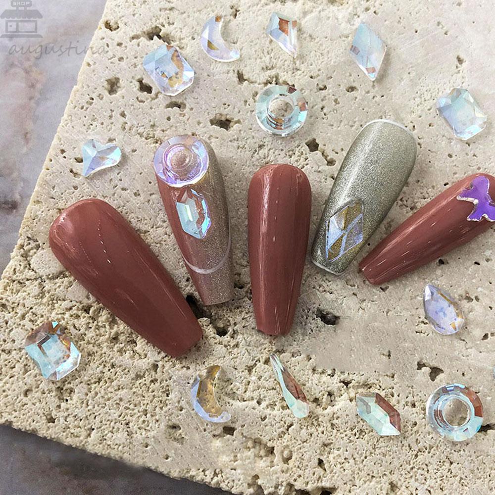 Agustina DIY Dekorasi Nail Art 100pcs 3D Hiasan Kuku Ungu Manicure Flat Shaped Diamond