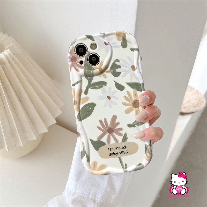 Fascinated Daisy Floral Soft Cover Untuk Realme C53 C55 C30 C35 C33 C25Y C21Y C20A C15 C31 C25 C11 2020 C12 C25s C17 C21 C3 C11 2021 C20 5i 5S 7i 6 3D Wavy Curved Edge Glossy Case