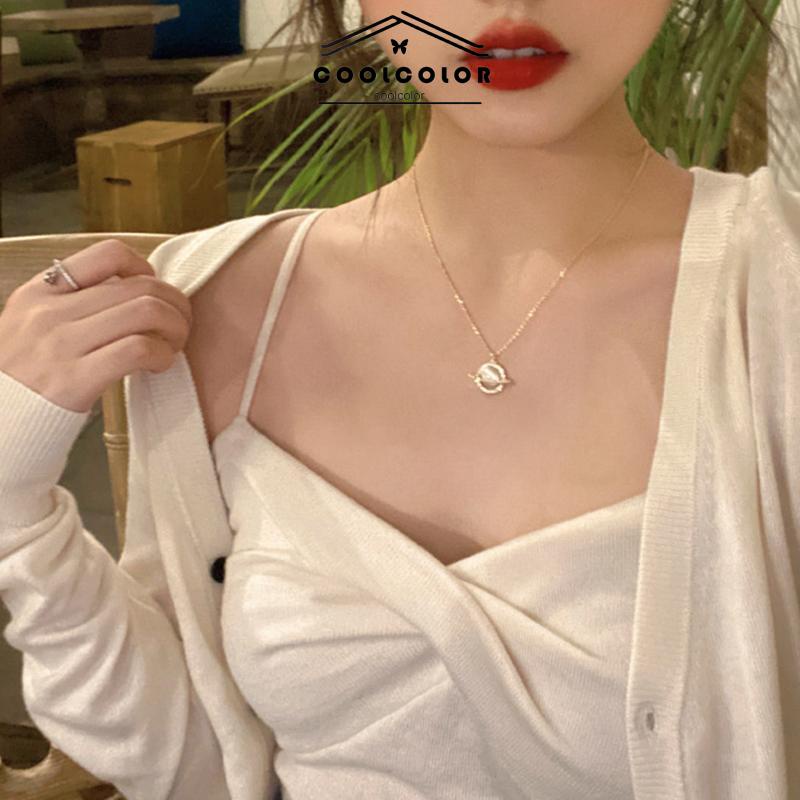 COD❤️Kalung Zirkon Berkilau Geometris Kalung Wanita Tulang Selangka Aksesori Pribadi- cl