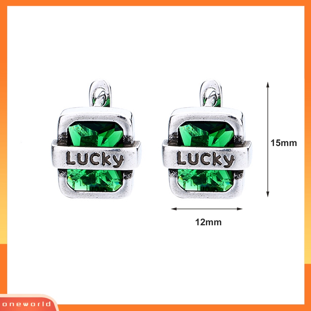 [WOD] 1pasang Anting Pejantan Alfabet Persegi Hijau Hip Hop Cubic Zirconia Earrings Untuk Prom Pesta Pernikahan Perjamuan