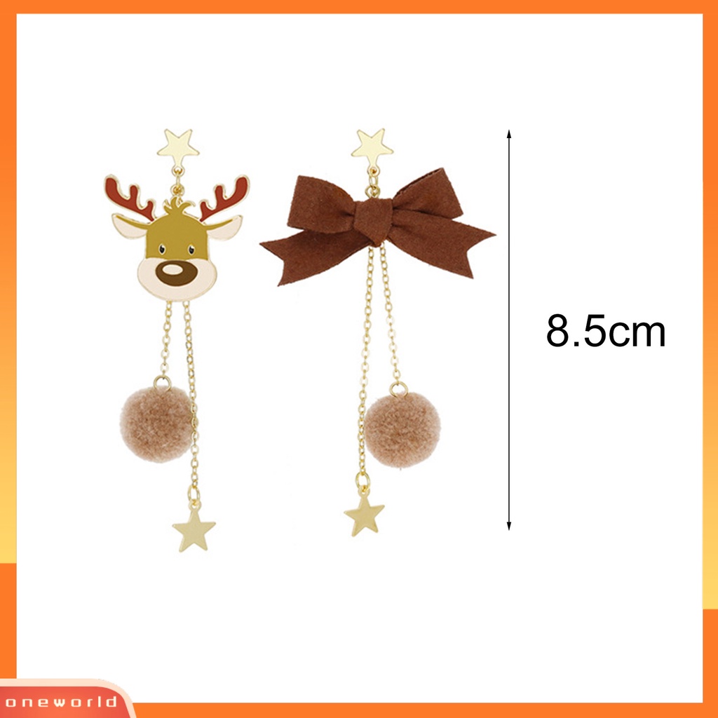 [WOD] 1pasang Anting Menjuntai Bentuk Kartun Bahan Alloy Tahan Karat Indah Natal Elk Ear Studs Ear Clips Perlengkapan Perhiasan Untuk Istri