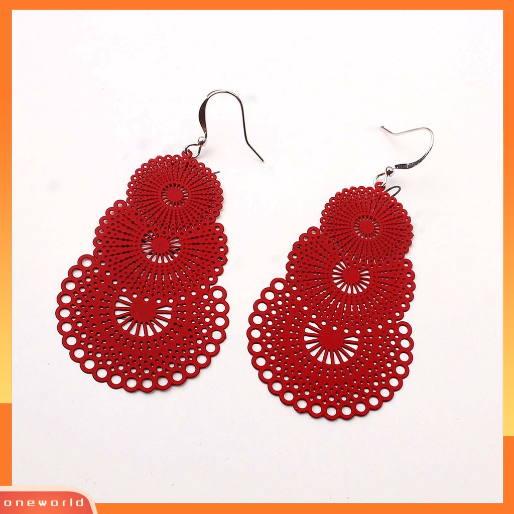 [WOD] 1pasang Anting Lady Bulat Hollow Out Liontin Vintage Anting Gantung Untuk Hadiah