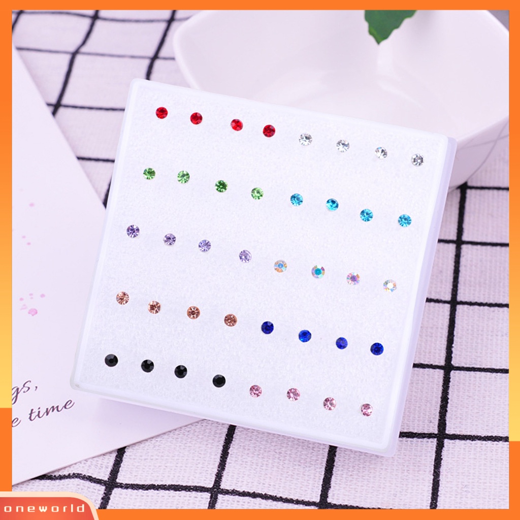 [WOD] 20pasang Wanita Ear Studs Set Shiny Cubic Zirconia Indah Ringkas Bersinar Multi-Warna Hias Stainless Tidak Bahaya Zirconia Women Earrings Set Untuk Pakaian Sehari-Hari