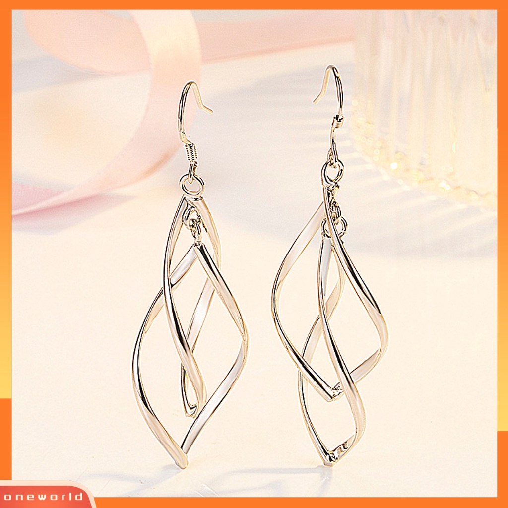 [WOD] 1pasang Anting Kait Linear Swirl Bohemian Perhiasan Halus Tahan Lama Drop Earrings Untuk Pakaian Sehari-Hari