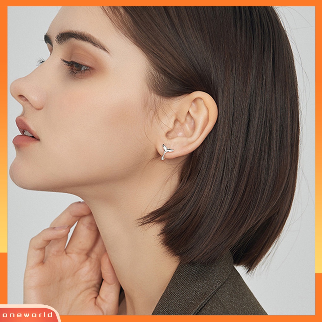 [WOD] 1pc Hoop Earring Temperamen Kilau Terang Tindik Geometris Electroplating Hias Hadiah Mermaid Tail Lingkaran Anting Wanita Fashion Perhiasan Untuk Pakaian Sehari-Hari