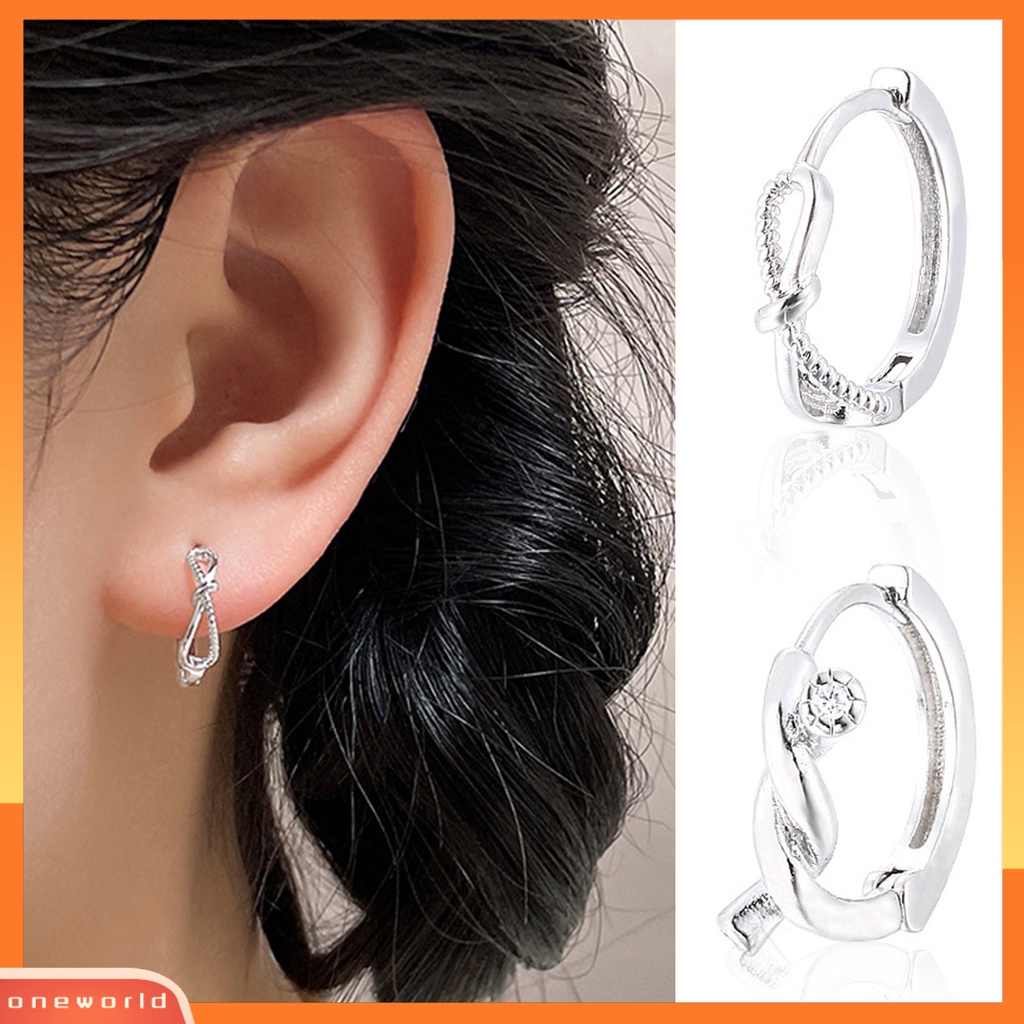 [WOD] 1pc Anting Hoop Temperamen Elegan Dipoles Hypoallergenic High-gloss Fashion Perhiasan Tembaga Memutar Simpul Wanita Huggie Earring Untuk Pacaran