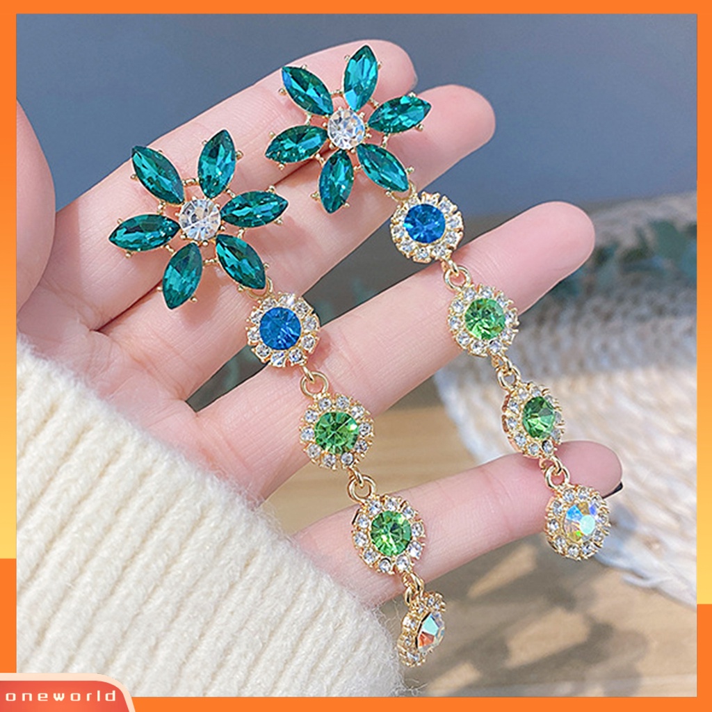 [WOD] 1pasang Anting Drop Bentuk Bunga Shiny Indah Tahan Korupsi Lady Earrings Untuk Hadiah