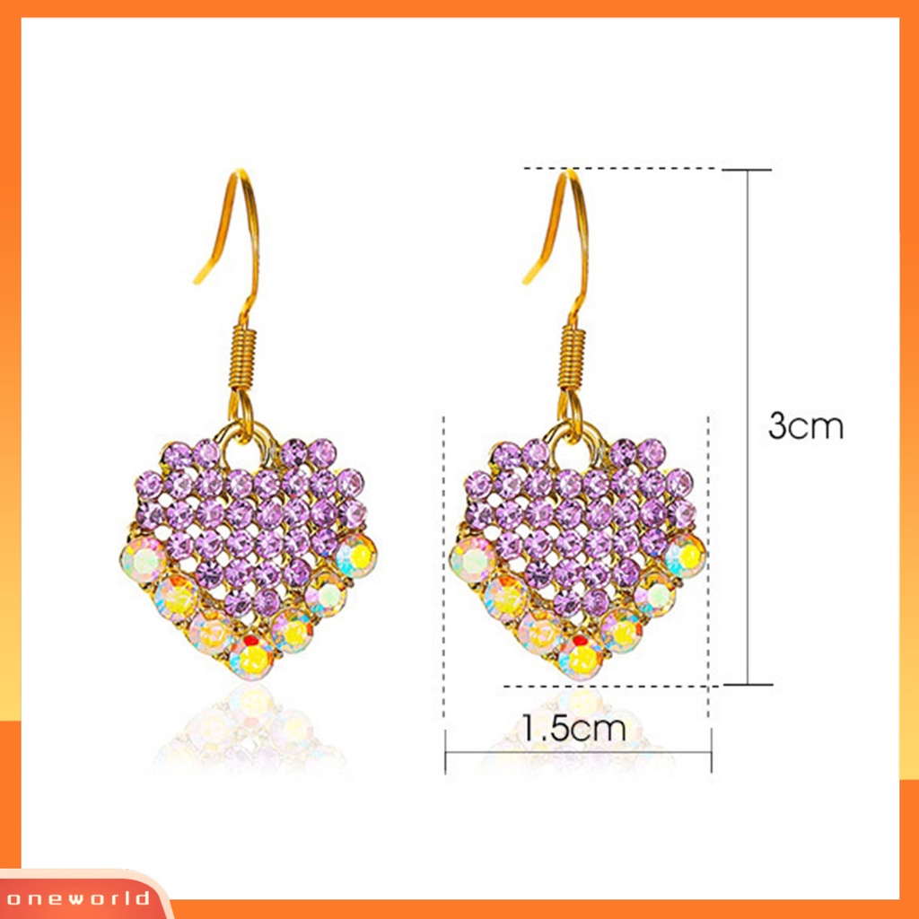 [WOD] 1pasang Anting Kait Liontin Hati Berlian Imitasi Berwarna Manis Drop Earrings Untuk Pesta Prom Pernikahan