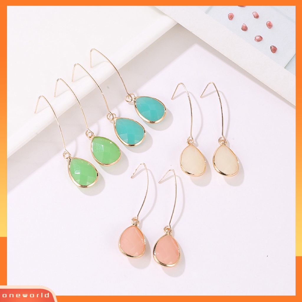 [WOD] 1pasang Drop Earrings Multicolor Fashion Tetesan Air Liontin Permata Imitasi Menjuntai Anting Kait Untuk Wanita