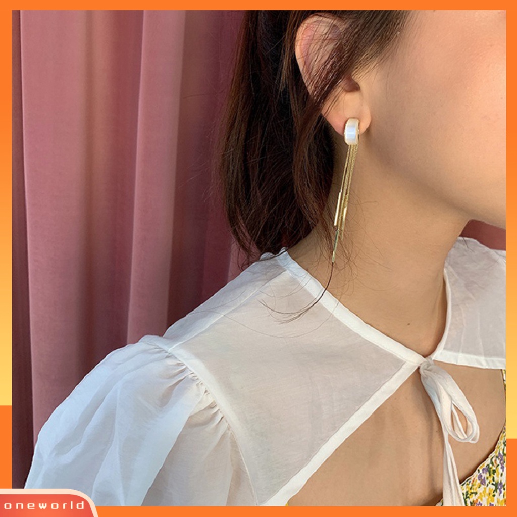 [WOD] 1pasang Anting Drop Earrings Anti Alergi Hias Glittery Korea Temperamen Rumbai Anting Panjang Untuk Perjamuan