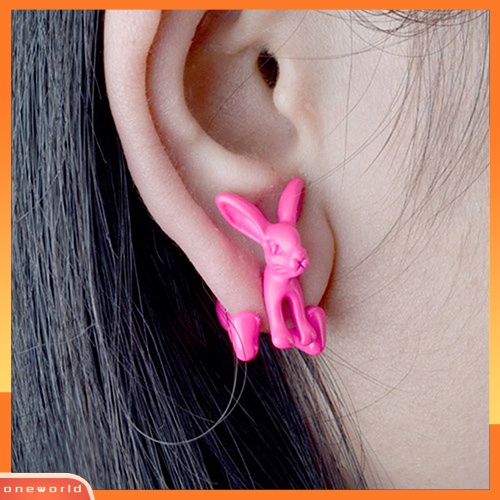 [WOD] 1pc Wanita Lucu Kelinci Hewan Alloy Telinga Stud 3D Bunny Earring Fashion Perhiasan