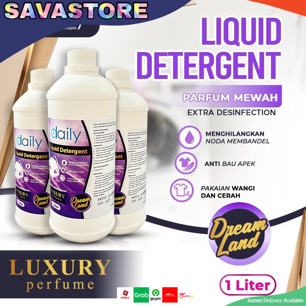 PEMBERSIH PAKAIAN DAILY Detergen Cair Laundry Luxury Parfume Extra Disinfection 1 LITER WANGI MEWAH