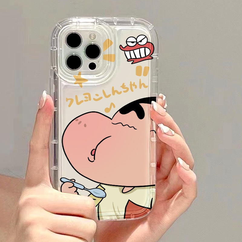 IPHONE Casing Ponsel Kartun Shinchan Kompatibel Untuk Iphone7Plus8Plus6Plus11 14 13 12 Pro MAX XR X XS MAX SE Airbag Shockproof Cover