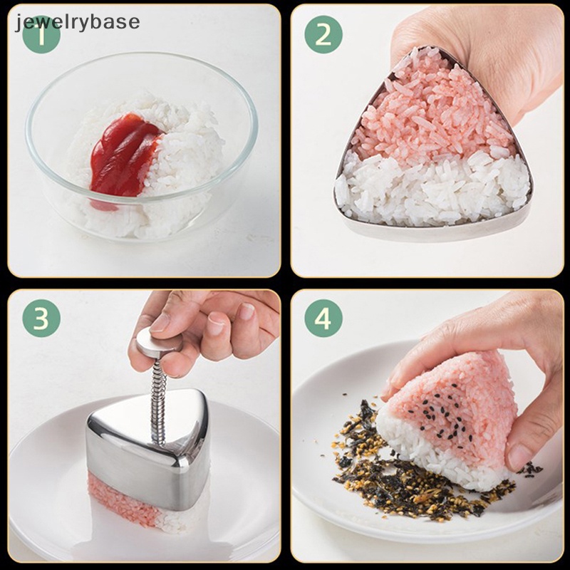 [jewelrybase] Cetakan Pembuat Onigiri Segitiga Cetakan Onigiri Mould304Stainless Steel Rice Ball Mold Anti Lengket Cetakan Sushi Segitiga DIY Alat Cetakan Onigiri Portable Rice Ball Mold Butik