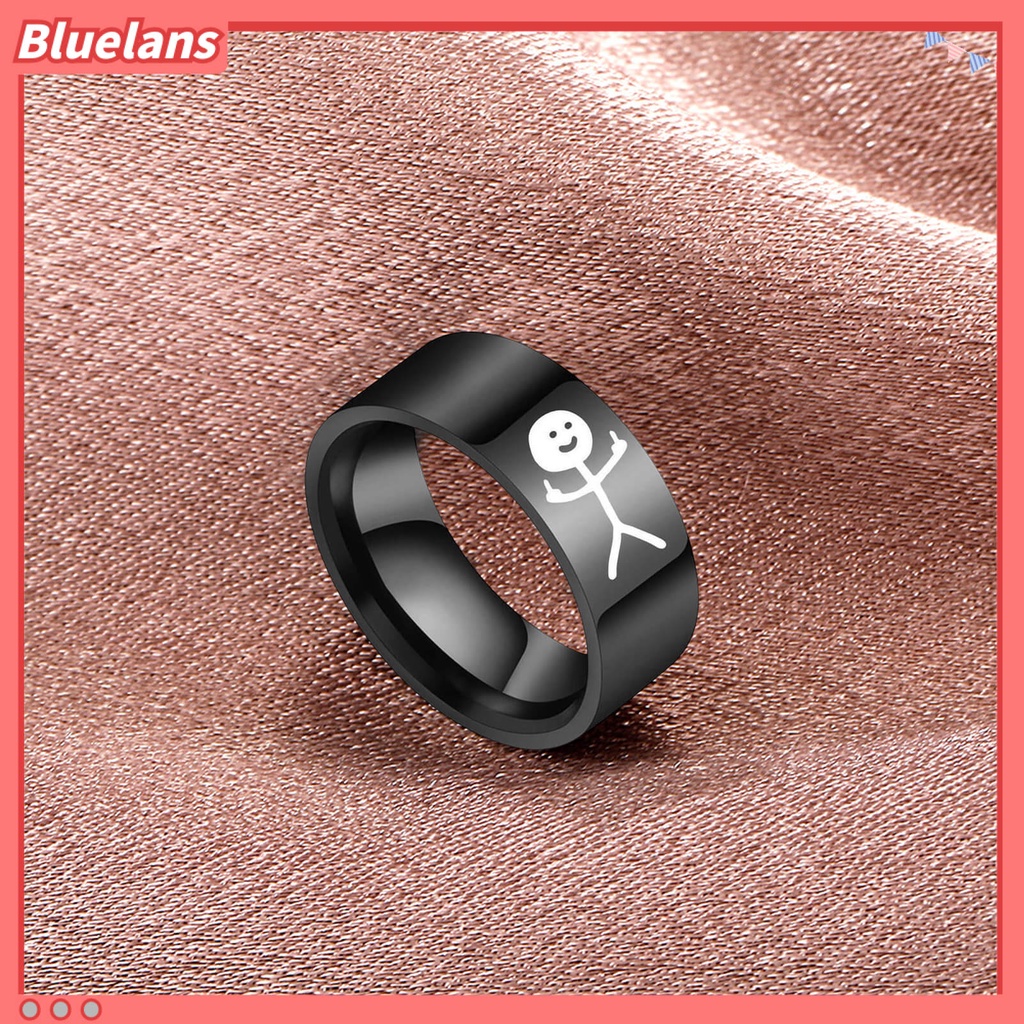 [BLS] Cincin Pasangan Hip Hop Dipoles Fashion Perhiasan Hadiah Baja Titanium Gambar Tangan Stickman Graffiti Wanita Ring Untuk Perjamuan