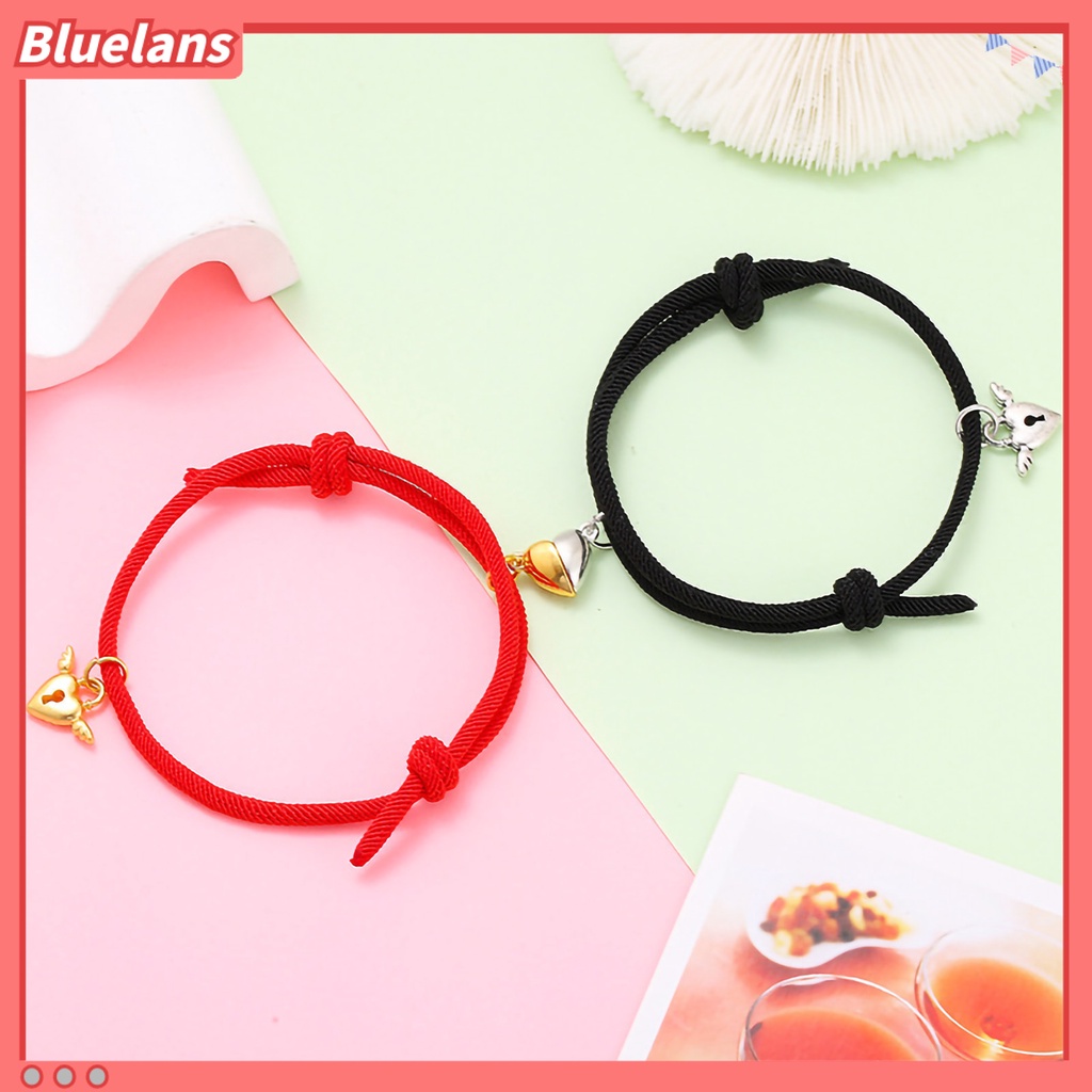 [BLS] 1pasang ic Gelang Nilon Tali Tangan Buatan Tangan Adjustable Electroplating Liontin Tidak Luntur Hias Pecinta Menarik Atraksi Hati Gelang Perhiasan Aksesori