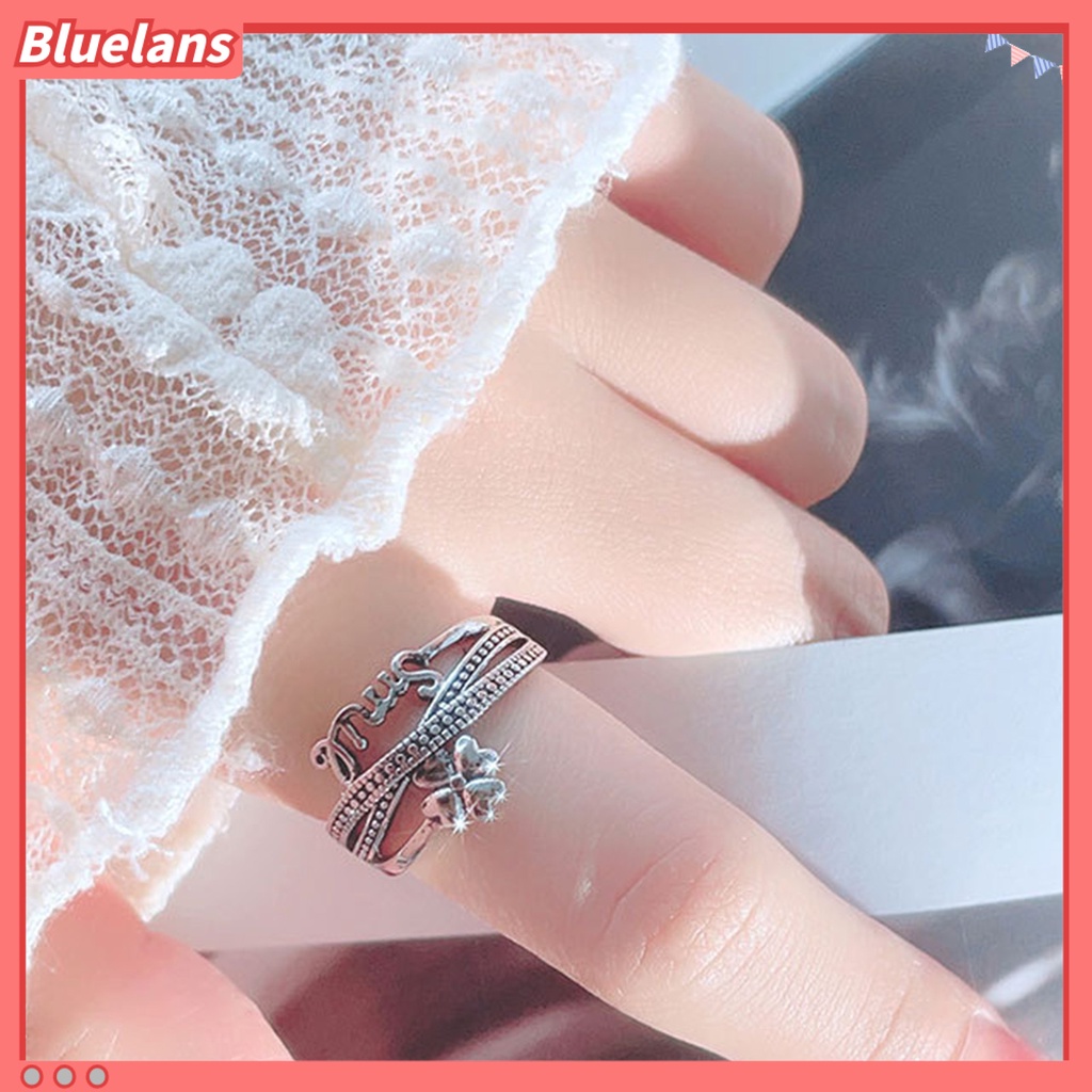 [BLS] Cincin Terbuka Geometris Multi Layer Desain Terbuka Nyaman Dipakai Gaya Salib Dekorasi Sentuhan Kulit Gaya Korea 4daun Semanggi Cincin Perhiasan Fashion