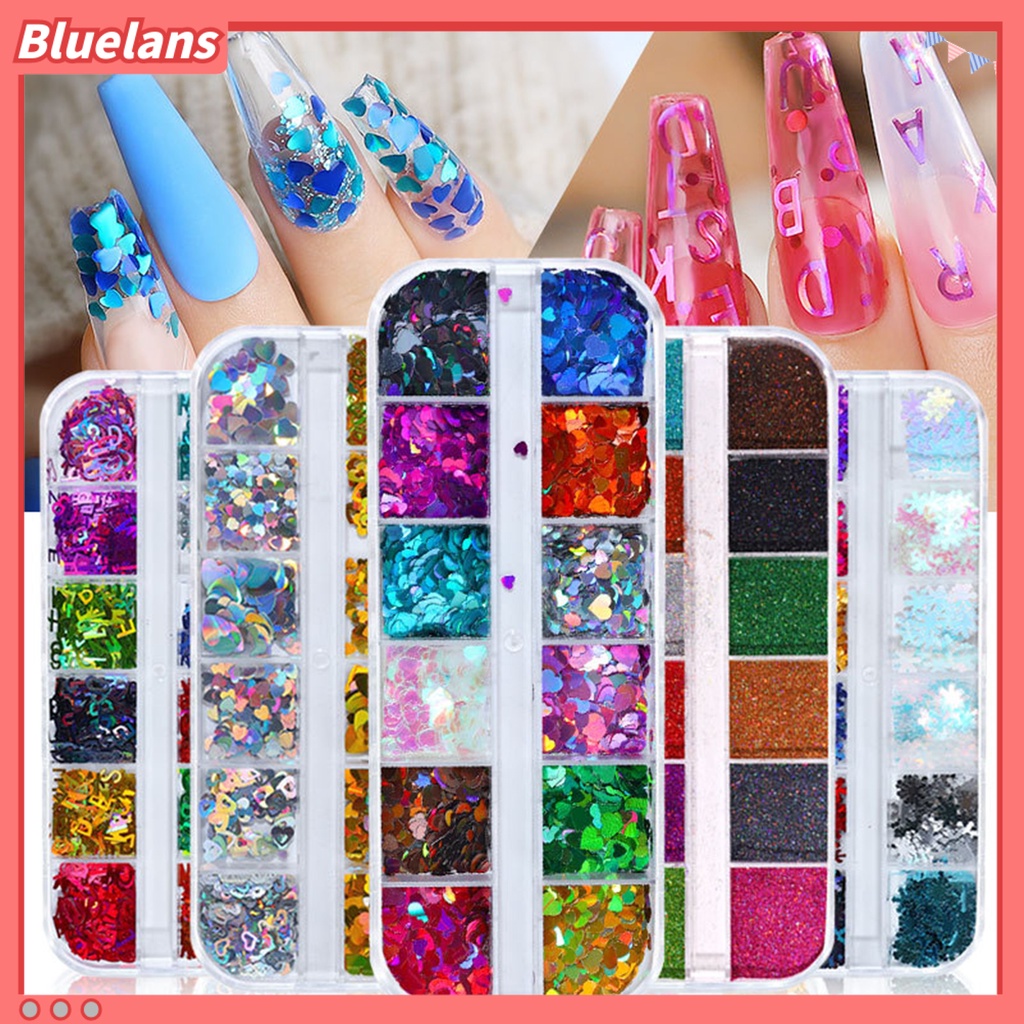 [BLM] Desain Huruf Bentuk Hati Ultra-Tipis Beauty Woman Nail Care Polish Sequin Untuk Pesta