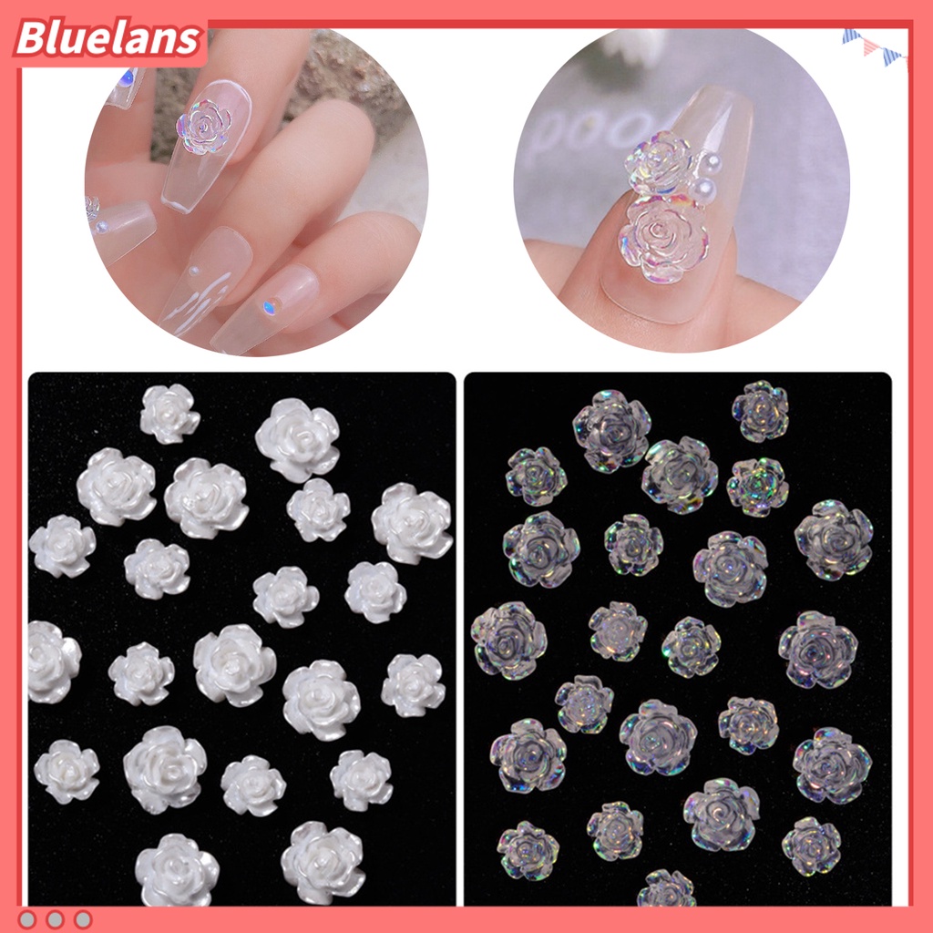 [BLM] 30pcs Bunga Dekorasi Kuku Glitter Gaya Aksesoris Kuku Artificial Flower Nail Art Stud Untuk Salon