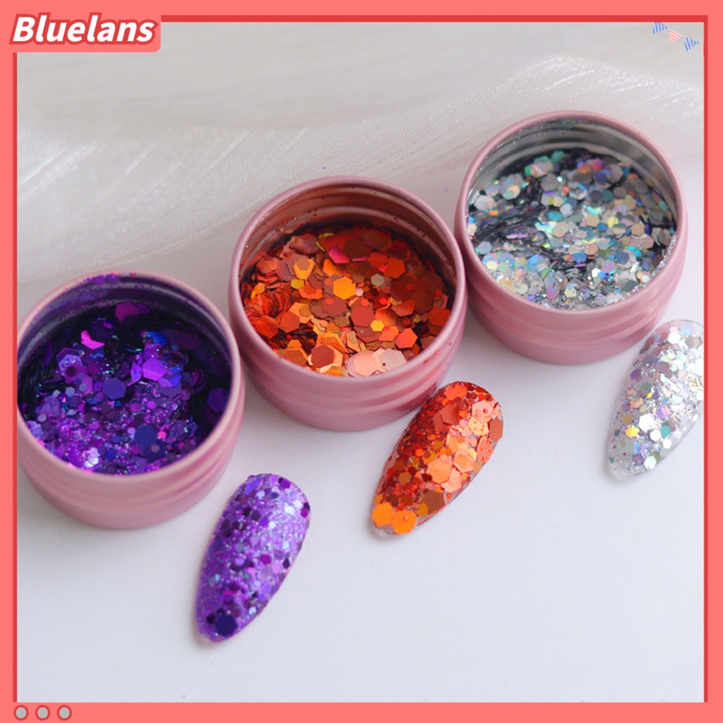 [BLM] Nail Art Payet Gaya Hexagon Reflektif Ultra Tipis Nail Sequin Glitter Hiasan Charms Untuk Manicure