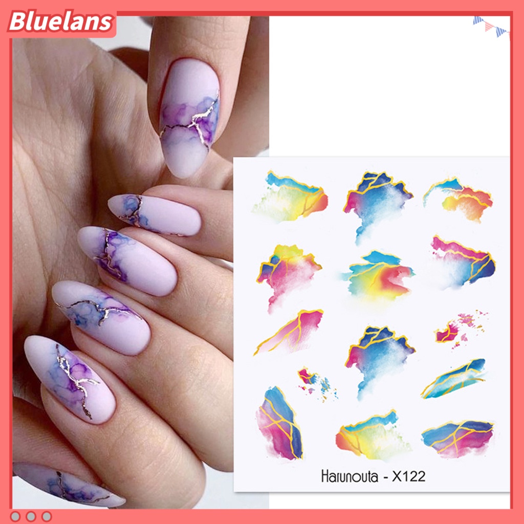 [BLM] Stiker Kuku Romantis Efek 3D Ultra Tipis Bunga Cinta Desain Valentine Kuku Air Decals Untuk Manicure