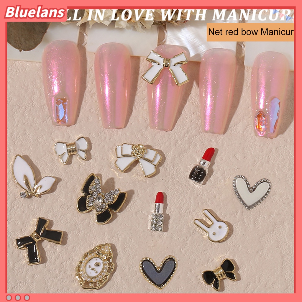 [BLM] 10pcs Manicure Decor Tiga Dimensi Bersinar Gloss Tinggi DIY Alloy Sedikit Harum Gaya Busur Camellia Hiasan Kuku Salon Kuku Supply