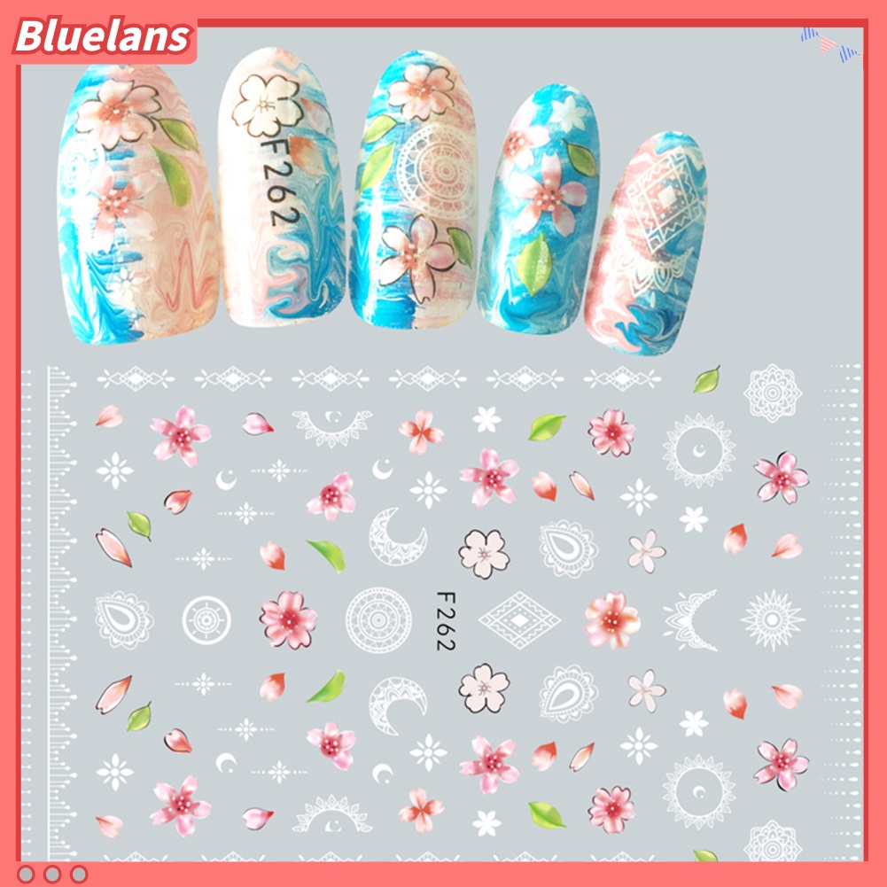 [BLM] 1lembar Snowflake Bunga Decals Nail Art Stiker Tips DIY Manicure Dekorasi
