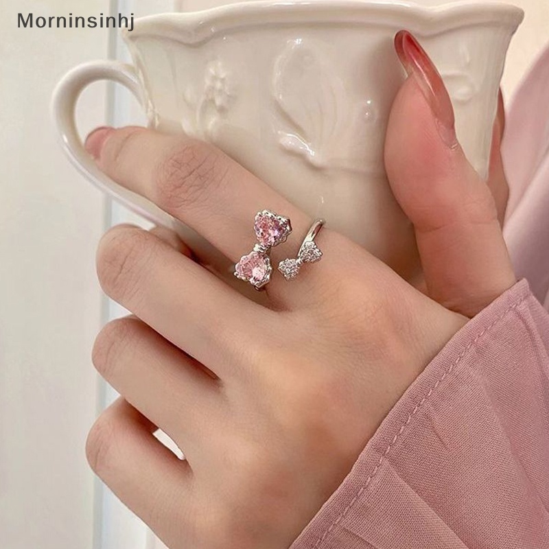 Mornin Gaya Korea Indah Merah Muda Ikatan Simpul Pembukaan Cincin Dapat Disesuaikan Manis Lucu Temperamen Fashion Cincin Sederhana Untuk Perhiasan Wanita id